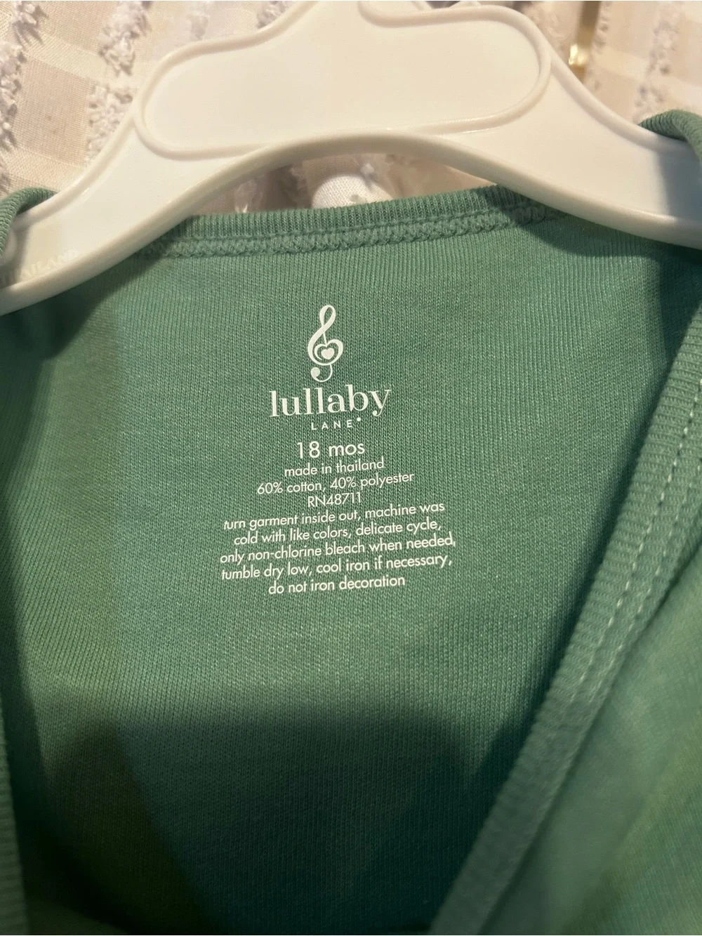 Lullaby Lane Little Tough Guy Rhino Bodysuit Sage Green 18M NWT